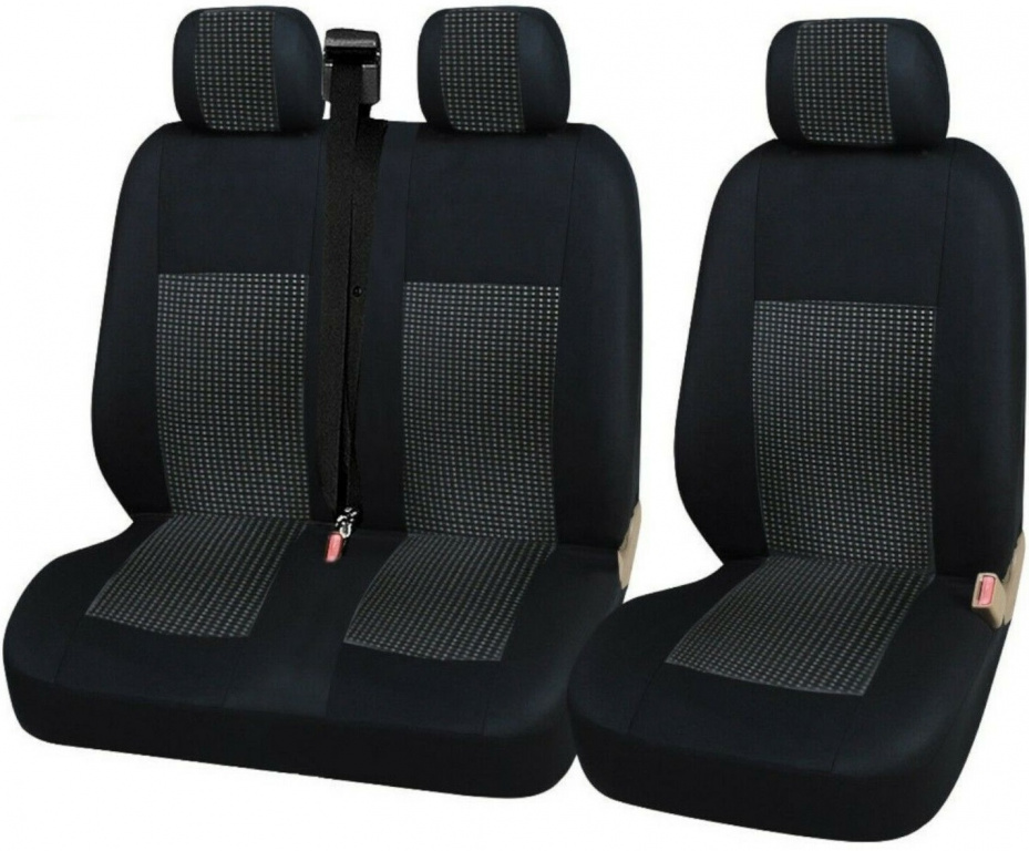 Set Huse Scaun Universale Textil Fata Autoutilitara, Bus, Van 2+1 Lux Negru TAP026