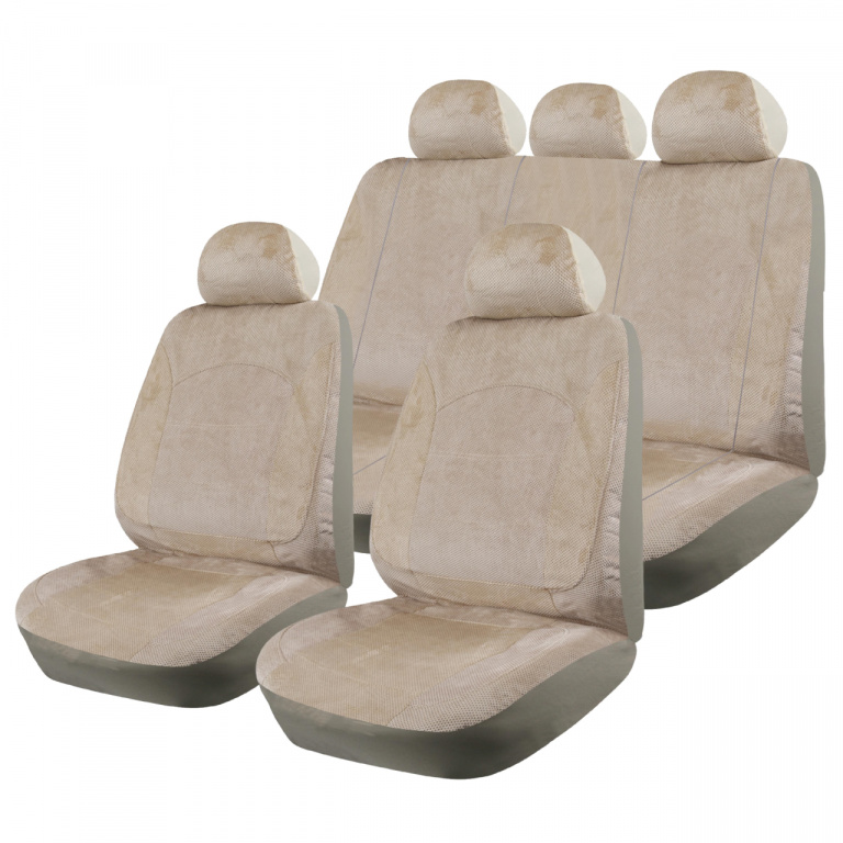 Set Huse Scaune Auto Luxury Cream, 9 Bucati Ro Group 999ZIN3028