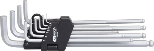 Set Inbusuri Cu Cap Sferic Cu Locas Hexagonal In Unghi In Suport Pliabil 10 Piese Ks Tools 151.3200