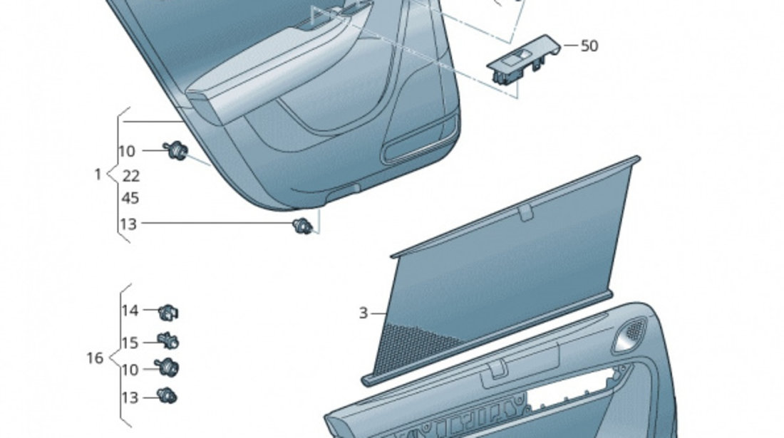 Set Inele Ornament Maner Usa Spate Dreapta Oe Volkswagen Passat B7 2010-2015 Aluminiu 3AA898198B3Q7