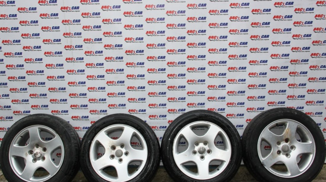 Set jante aliaj cu anvelope Bridgestone 205 / 55 R16 7JX16H2 5X112 ET45 Audi A4 B6 8E cod: 8D0601025C