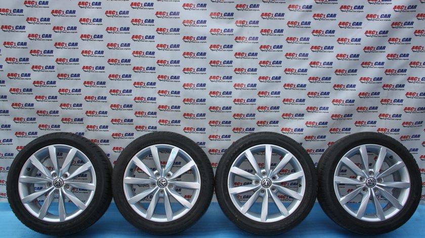 Set jante aliaj cu anvelope Dunlop 225 / 45 / R17 5X112 ET 49 7.0JX17H2 cod: 5G0601025R VW Golf 7 model 2014