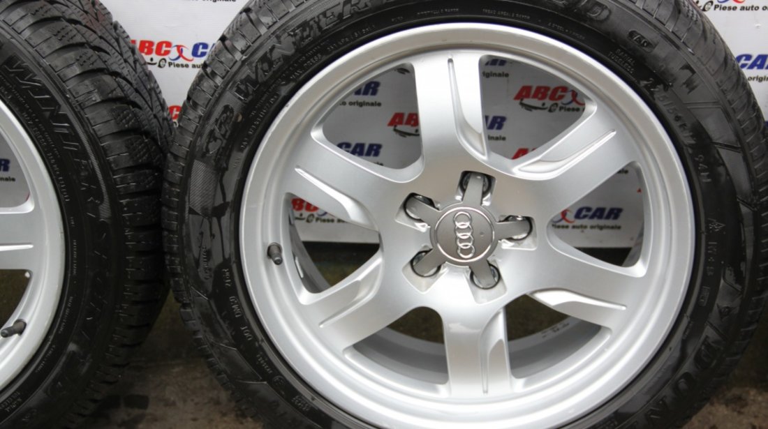 Set jante aliaj cu anvelope Dunlop M+S de iarna 225 / 50 / R17 5X112 ET28 Audi A5 8T cod 8T0601025B model 2012