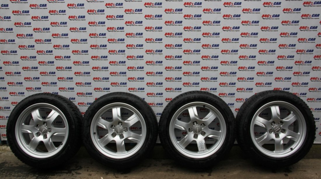 Set jante aliaj cu anvelope Dunlop M+S de iarna 225 / 50 / R17 5X112 ET28 Audi A5 8T cod 8T0601025B model 2012