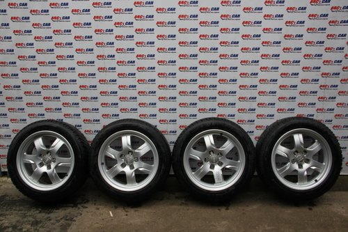 Set jante aliaj cu anvelope Dunlop M+S de iarna 225 / 50 / R17 5X112 ET28 Audi A5 8T cod 8T0601025B ...