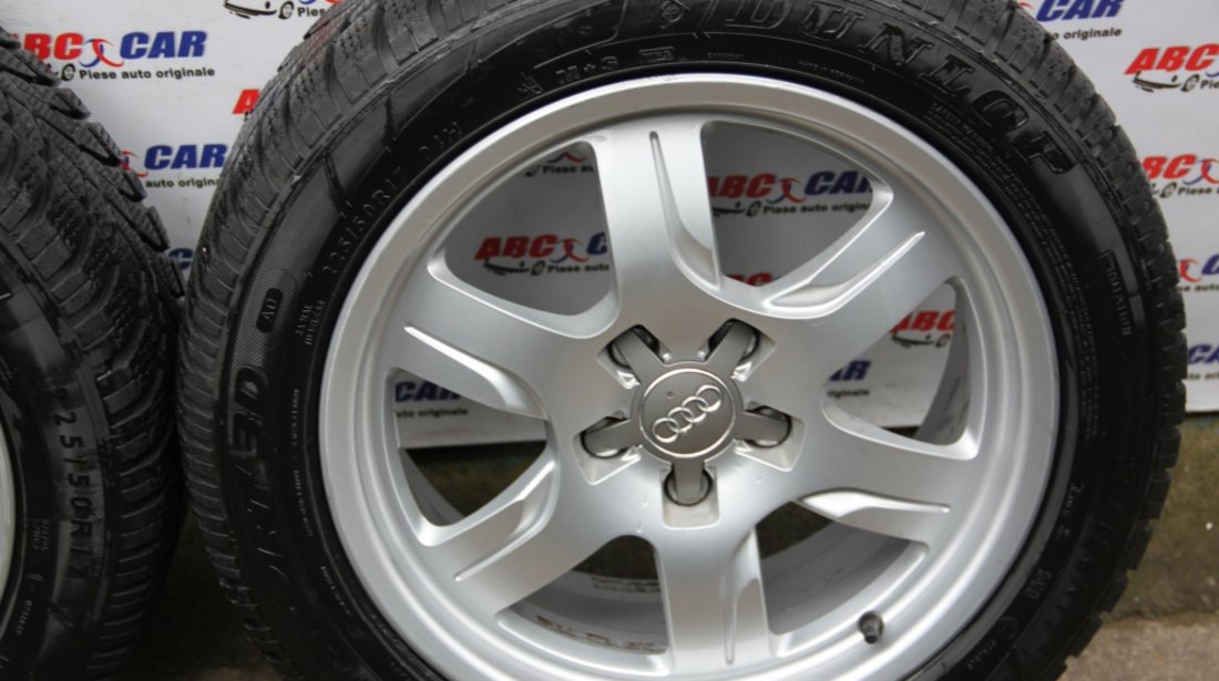 Set jante aliaj cu anvelope Dunlop M+S de iarna 225 / 50 / R17 5X112 ET28 Audi A5 8T cod 8T0601025B model 2012