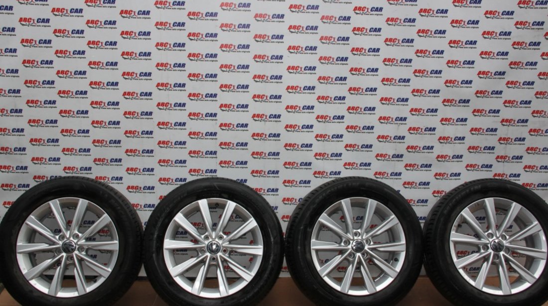 Set jante aliaj cu anvelope Michelin 215 / 60 / R17 6.5JX17H2 ET 33 5X112 cod: 5N0601025AM VW Tiguan 5N R-Line