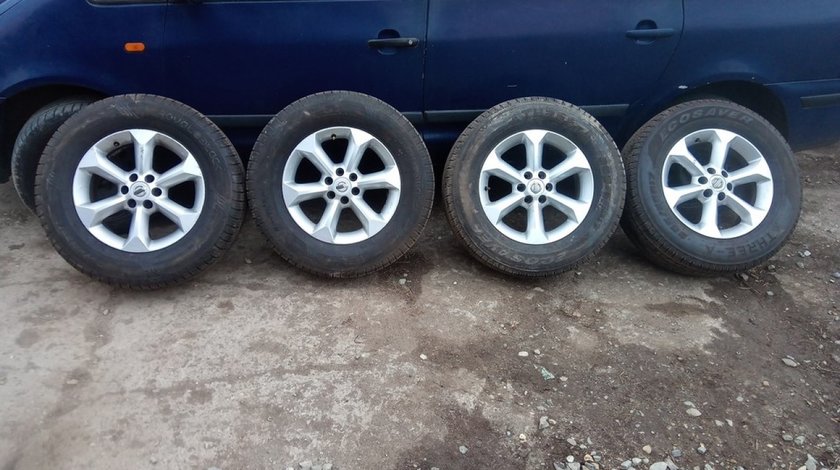 Set Jante Aliaj pe 17 Originale Nissan Navara D40 + Anvelope aproape noi M+S 255/65/17