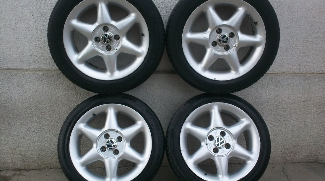 Set jante aliaj Volkswagen R16 4x100 complete cu tot cu cauciucuri.