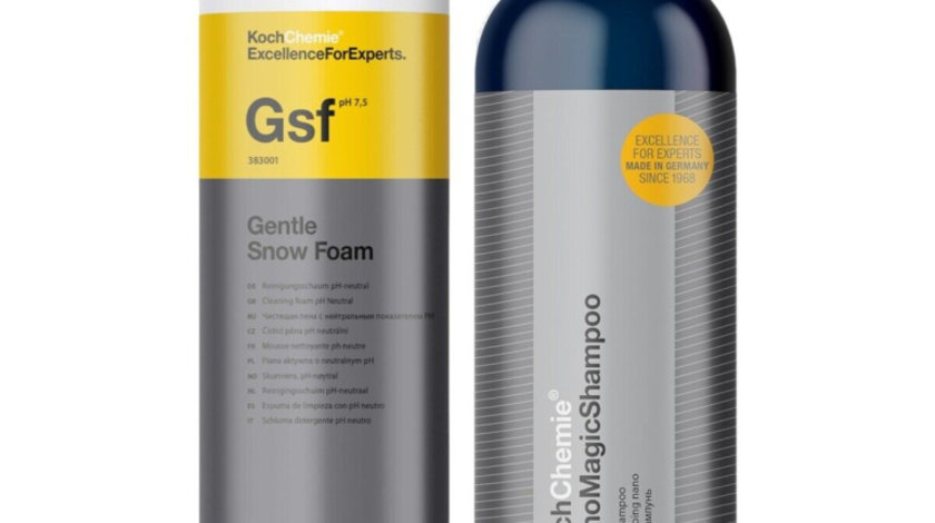 Set Koch Chemie Gentle Snow Foam Spuma Prespalare Ph Neutru 1L 383001 + Koch Chemie Nano Magic Shampoo Sampon Auto cu Nano Protectie 750ML 77702750