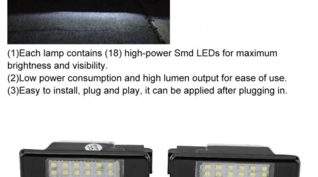 Set Lampi Numar Inmatriculare Led Citroen C2 2003-2009 3 Usi Hatchback PC101-7603