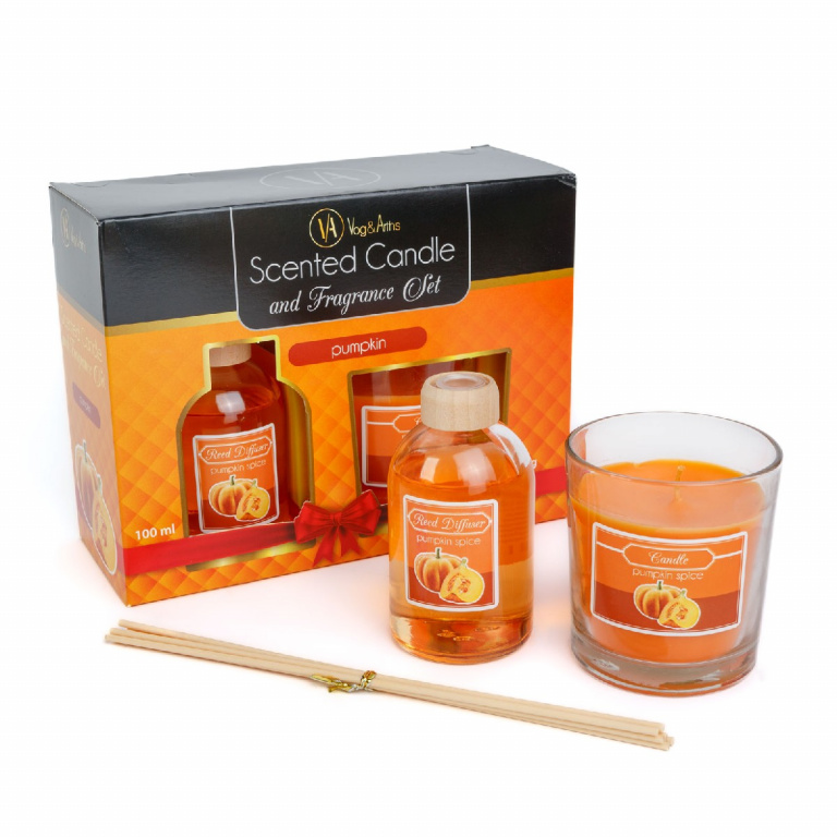 Set Lumânare Parfumată Si Odorizant Cu Bețisoare Vog & Arths Dovleac 120G + 100ML 58800C