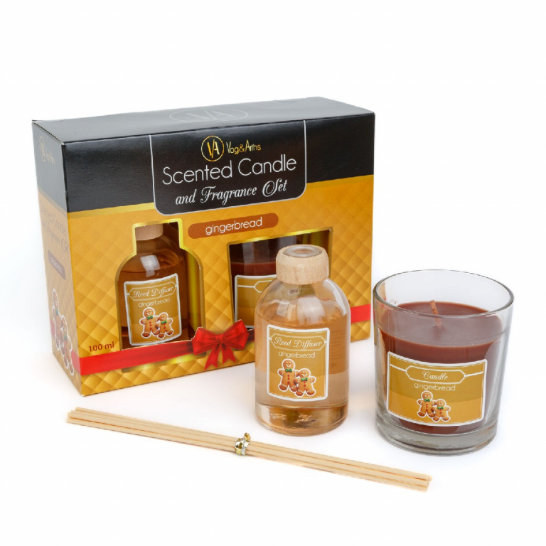 Set Lumânare Parfumată Si Odorizant Cu Bețisoare Vog & Arths Turta Dulce 120G + 100ML 58800B