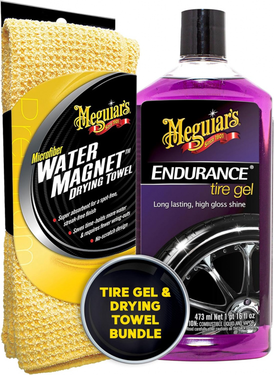 Set Meguiar's Gold Class Endurance High Gloss Tire Gel Dressing Anvelope Gel 473ML G7516 + Meguiar's Water Magnet Microfiber Drying Towel Prosop Uscare Auto 76x55cm X2000EU