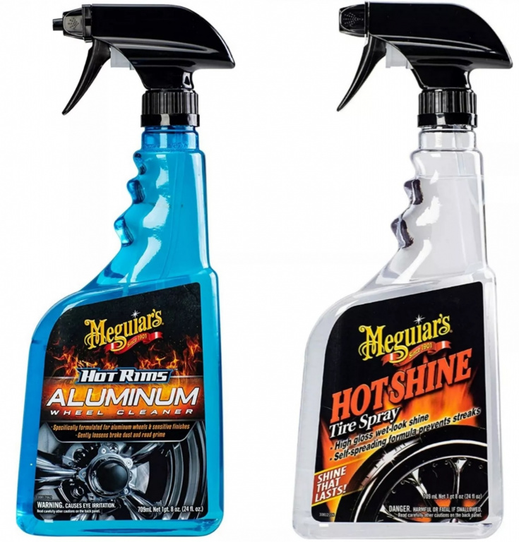 Set Meguiar's Hot Rims Aluminum Wheel Cleaner Solutie Curatare Jante Aluminium 710ML G14324 + Meguiar's Hot Shine Tire Spray Solutie Dressing Luciu Anvelope 710ML G12024MG