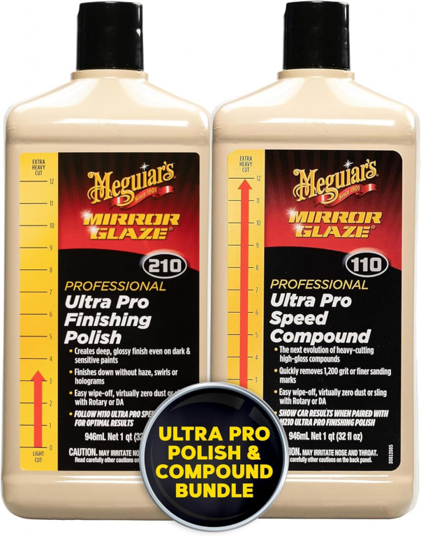 Set Meguiar's Mirror Glaze Ultra Pro Speed Compound 110 Pasta Polish Abraziv 946ML M11032 + Meguiar's Mirror Glaze Professional Ultra Pro Finishing Polish 210 Pasta Polish Finish 946ML M21032