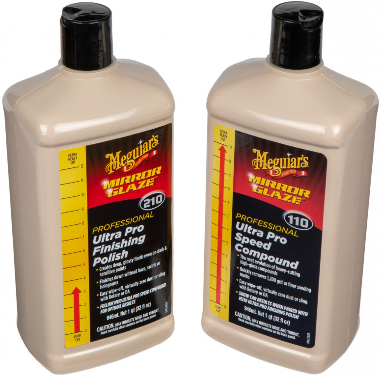 Set Meguiar's Mirror Glaze Ultra Pro Speed Compound 110 Pasta Polish Abraziv 946ML M11032 + Meguiar's Mirror Glaze Professional Ultra Pro Finishing Polish 210 Pasta Polish Finish 946ML M21032
