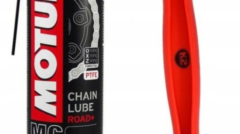 Set Motul Spray Ungere Lant Moto Chain Lube Road Plus C2+ 400ML 103008 + K2 Perie Curatat Lant W612