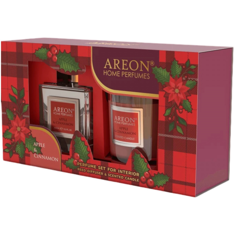 Set Odorizant + Lumanare Areon Set Home Perfume 150 ML + Candle Apple &amp; Cinnamon