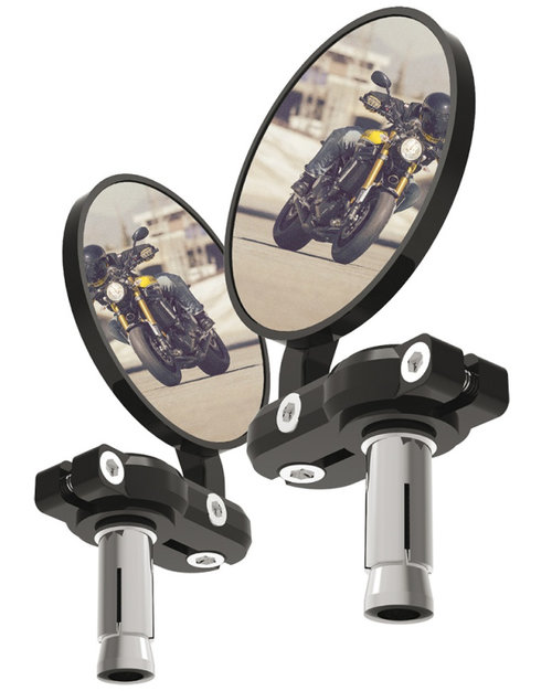 Set Oglinzi Retrovizoare Moto Dreapta + Stanga Capete Ghidon Oxford Bar End Mirrors Black Negru OX57...