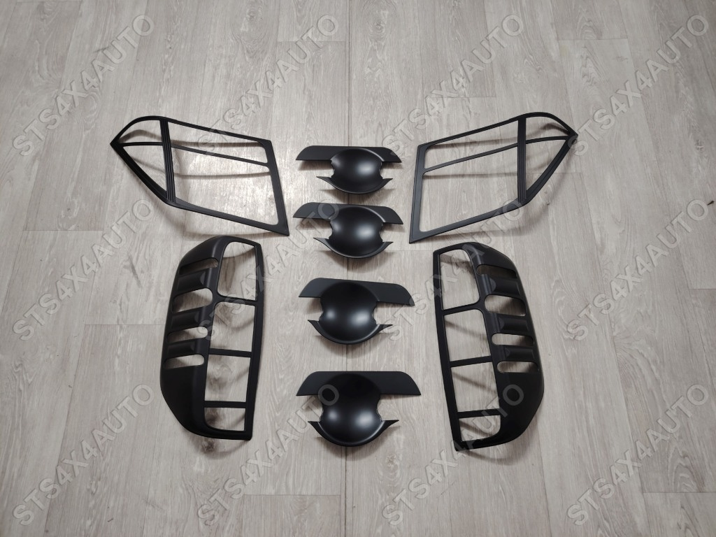 SET ORNAMENT EXTERIOR NEGRU MATTE PENTRU NISSAN NAVARA D40 2005-2009 [8-BUC]