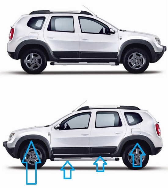 Set ornamente bandouri usa aripa Dacia Duster 2010-2017 NOU