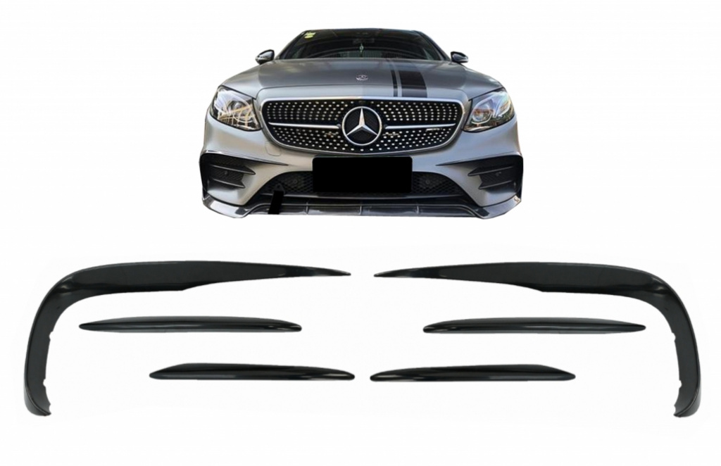 Set Ornamente Bara Fata Compatibil Cu Mercedes-Benz E-Class W213 2016-2020 Sport Line E53 Negru Lucios FBSPMBW213AMG