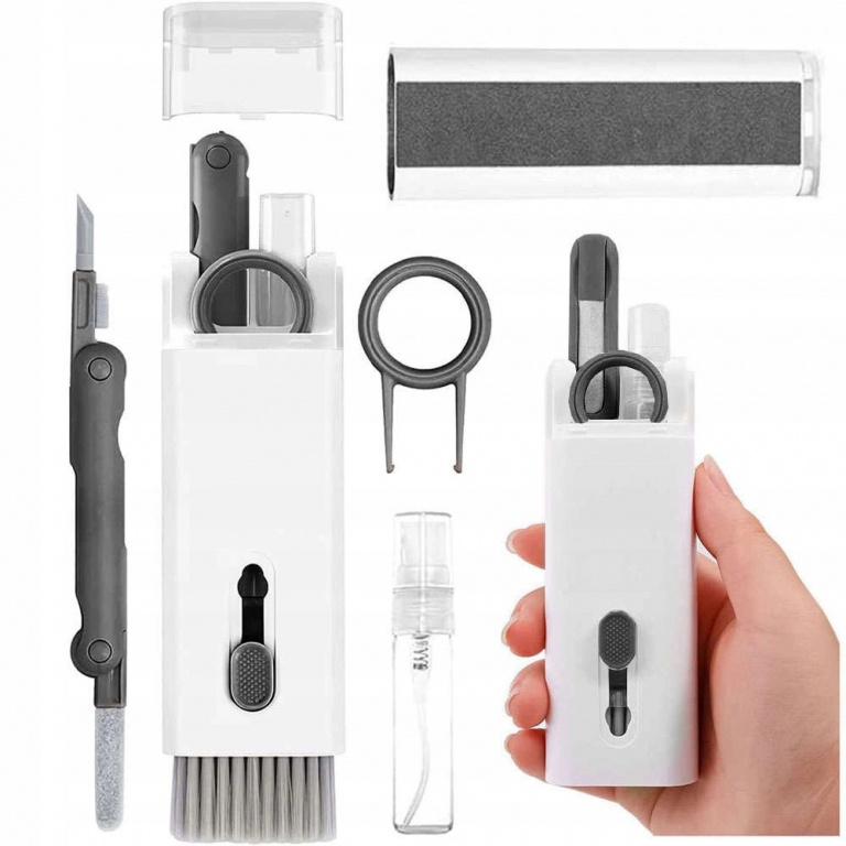 Set Perii De Curățare Multifuncțional 7 In 1 Pentru Căști Si Tastatură Gri 5907769378089