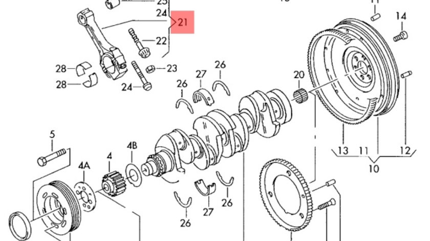 Set piston cu biela motor 1.9 TDI (E3) Volkswagen Bora 1J 96 kw ASZ 2003 2004 OEM 038198401B