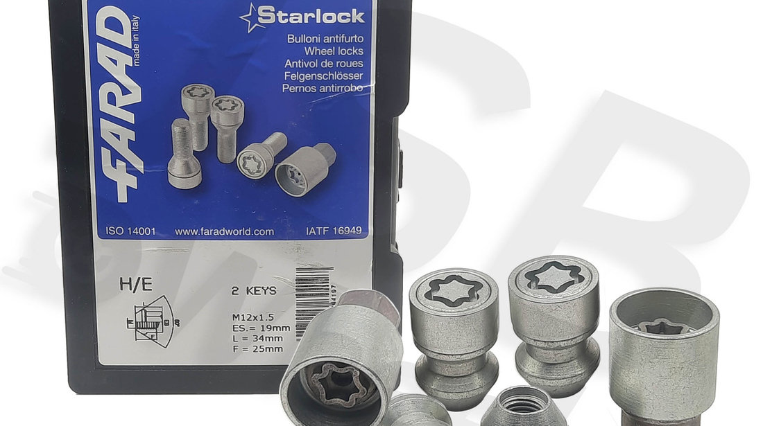 Set piulite antifurt Starlock cu 2 chei M12x1.5, Ford, Volvo, Opel