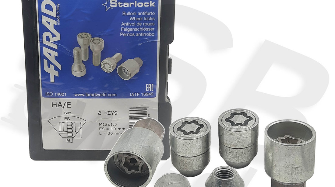 Set piulite antifurt Starlock cu 2 chei M12x1.5,Ford, Volvo, Chevrolet