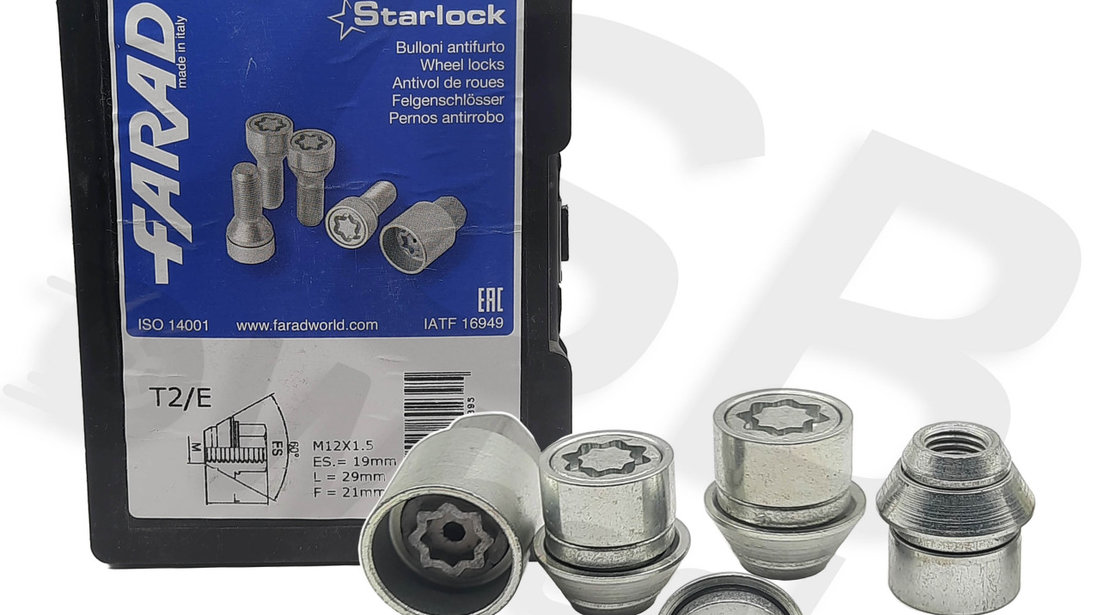 Set piulite antifurt Starlock M12x1.5 Ford, Volvo