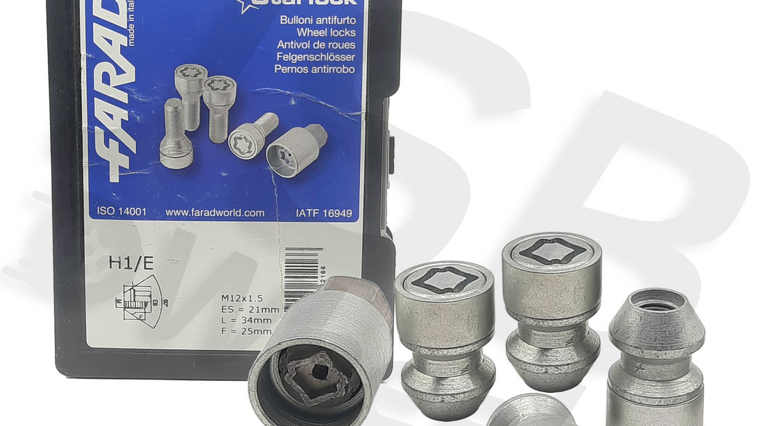 Set piulite antifurt Starlock M12x1.5,Hyundai, Kia, Mazda, Mitsubishi