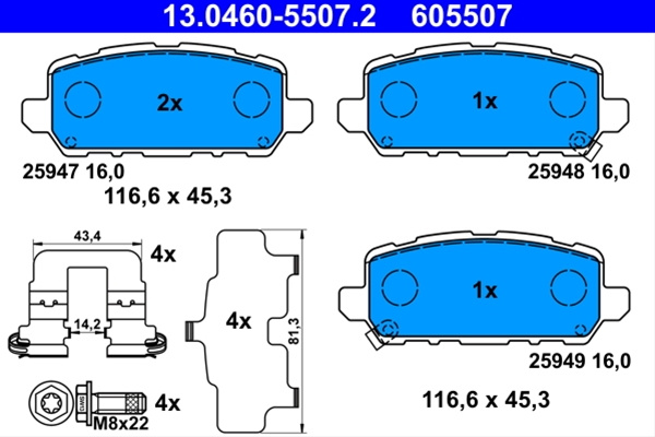 Set Placute Frana Ate Honda 13.0460-5507.2