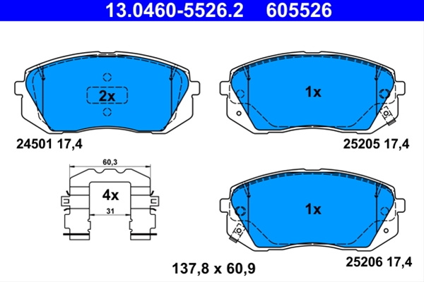 Set Placute Frana Ate Hyundai 13.0460-5526.2