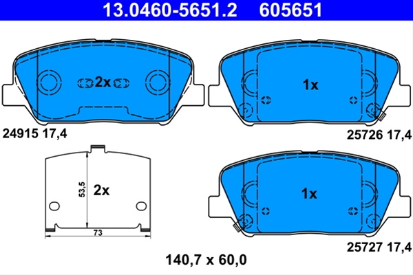 Set Placute Frana Ate Hyundai 13.0460-5651.2