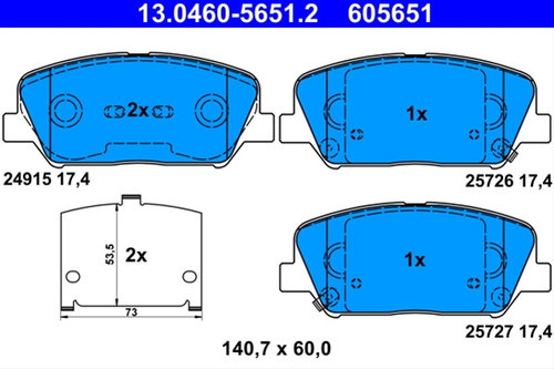 Set Placute Frana Ate Hyundai 13.0460-5651.2