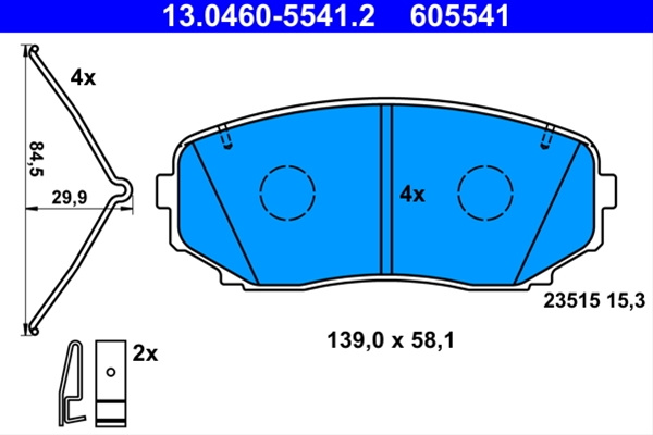 Set Placute Frana Ate Mitsubishi 13.0460-5541.2