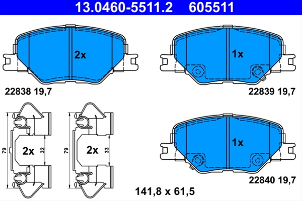 Set Placute Frana Ate Opel 13.0460-5511.2