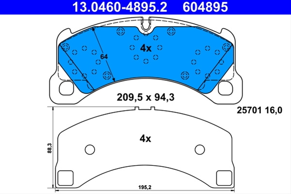 Set Placute Frana Ate Porsche 13.0460-4895.2