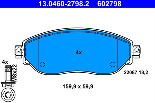 Set Placute Frana Ate Renault 13.0460-2798.2