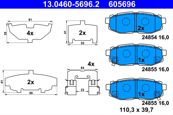 Set Placute Frana Ate Subaru 13.0460-5696.2