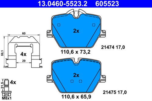 Set Placute Frana Ate Toyota 13.0460-5523.2