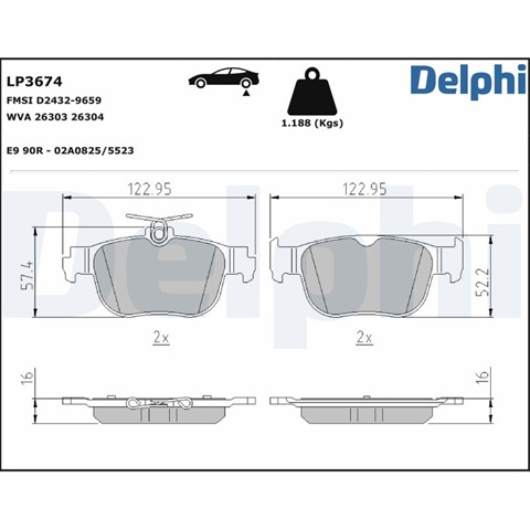 Set Placute Frana Delphi Audi LP3674