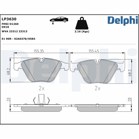 Set Placute Frana Delphi Bmw LP3630