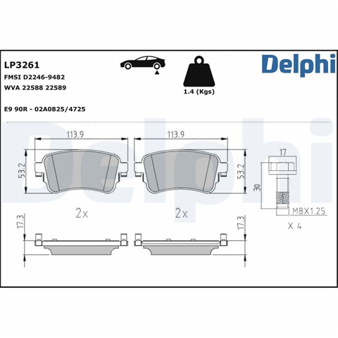 Set Placute Frana Delphi Fiat LP3261