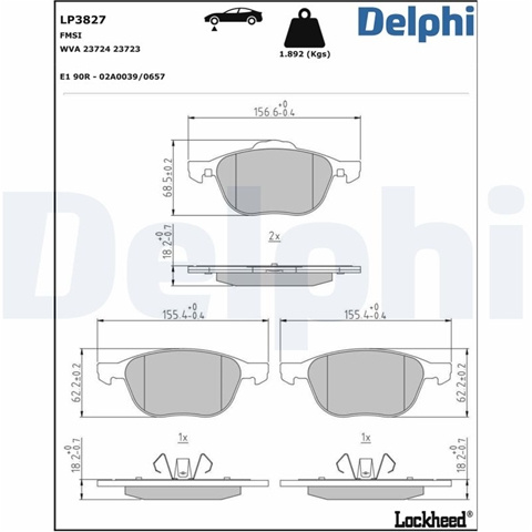 Set Placute Frana Delphi Ford LP3827