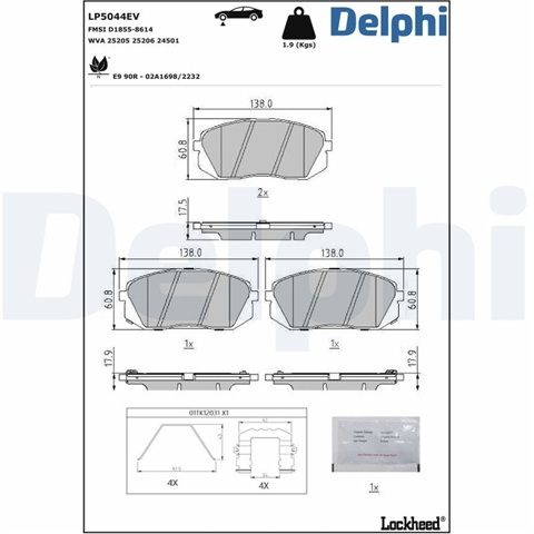 Set Placute Frana Delphi Kia LP5044EV
