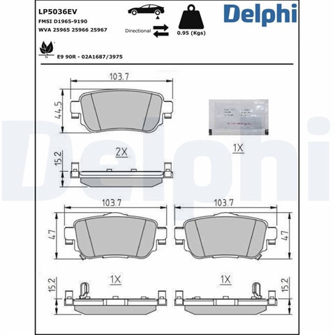 Set Placute Frana Delphi Nissan LP5036EV