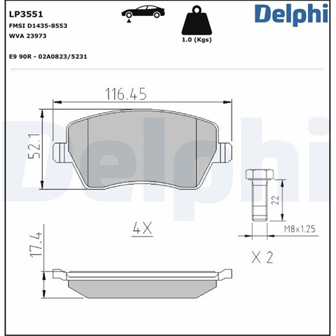 Set Placute Frana Delphi Renault LP3551